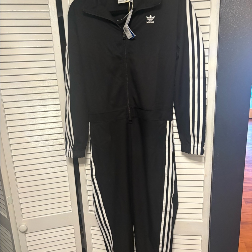 Adidas Black Jumpsuit with White Accents
